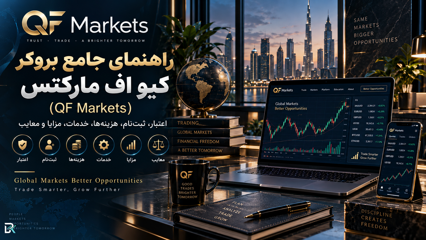 راهنمای جامع بروکر کیو اف مارکتس (QF Markets)؛ اعتبار، ثبت‌نام، هزینه‌ها، خدمات، مزایا و معایب