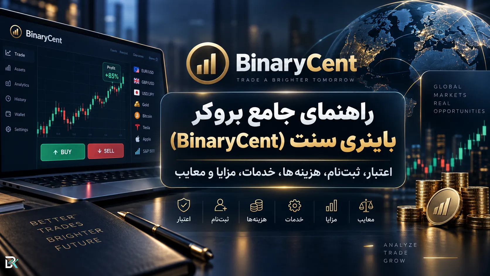 راهنمای جامع بروکر باینری سنت (BinaryCent)؛ اعتبار، ثبت‌نام، هزینه‌ها، خدمات، مزایا و معایب